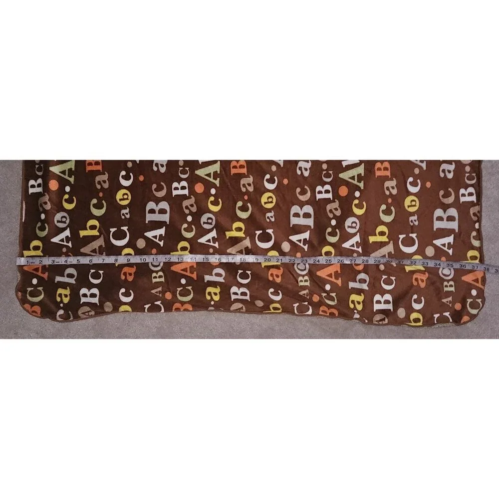 ABC Letters Alphabet Brown Green Fleece Baby Blanket 29x38